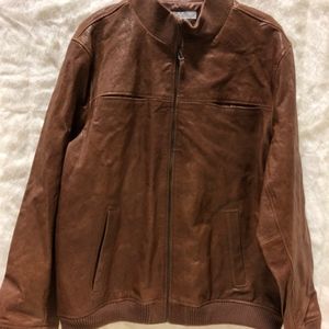 Mens XXL The Field Brown Leather Zip Jacket